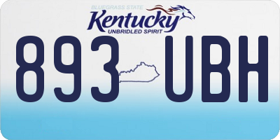KY license plate 893UBH