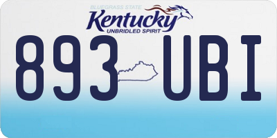 KY license plate 893UBI