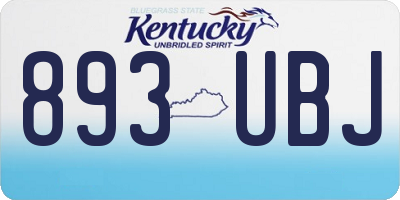KY license plate 893UBJ