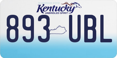 KY license plate 893UBL