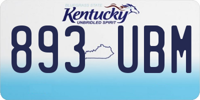 KY license plate 893UBM