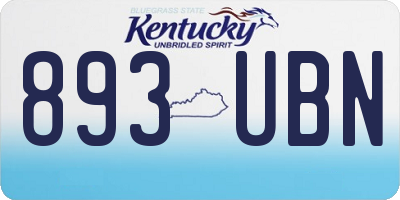 KY license plate 893UBN