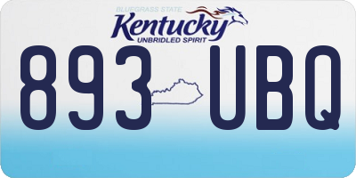 KY license plate 893UBQ