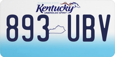 KY license plate 893UBV