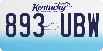 KY license plate 893UBW