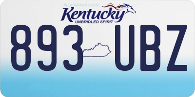 KY license plate 893UBZ