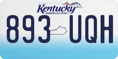 KY license plate 893UQH