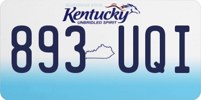KY license plate 893UQI