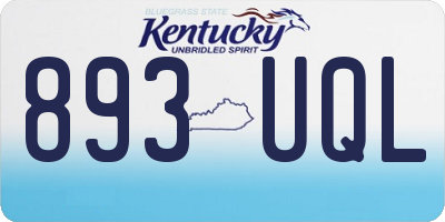 KY license plate 893UQL