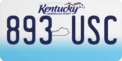 KY license plate 893USC