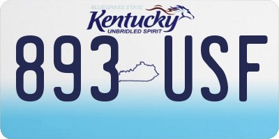 KY license plate 893USF