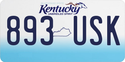 KY license plate 893USK