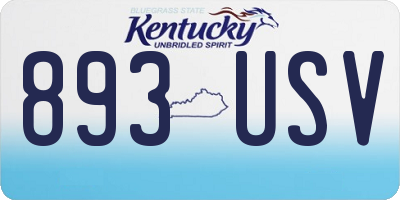 KY license plate 893USV