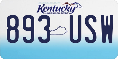 KY license plate 893USW