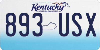 KY license plate 893USX