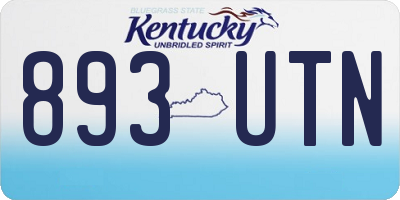 KY license plate 893UTN