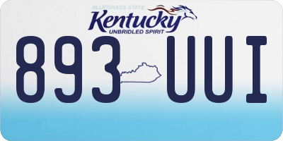 KY license plate 893UUI