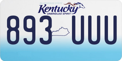 KY license plate 893UUU