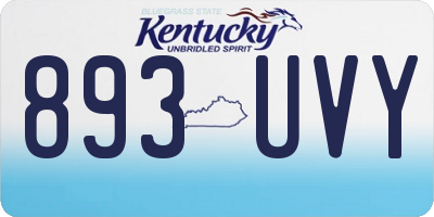 KY license plate 893UVY