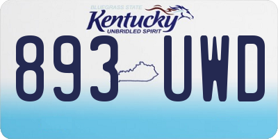 KY license plate 893UWD