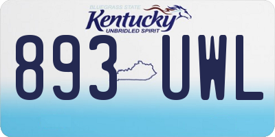 KY license plate 893UWL