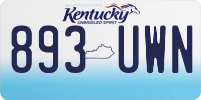 KY license plate 893UWN