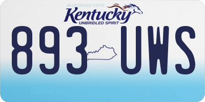 KY license plate 893UWS