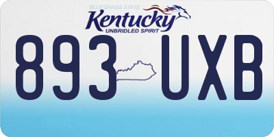 KY license plate 893UXB