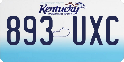 KY license plate 893UXC