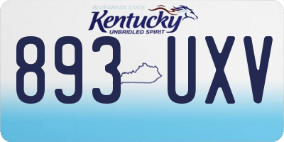 KY license plate 893UXV