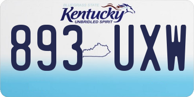 KY license plate 893UXW