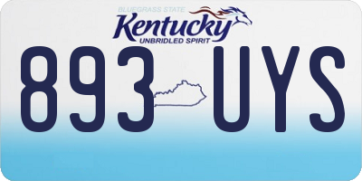 KY license plate 893UYS