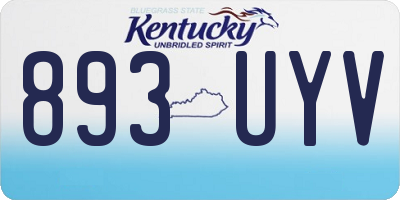 KY license plate 893UYV