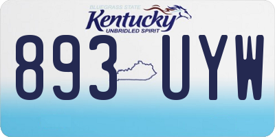 KY license plate 893UYW