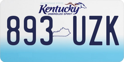 KY license plate 893UZK