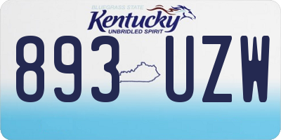 KY license plate 893UZW