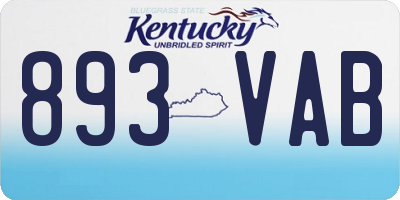 KY license plate 893VAB