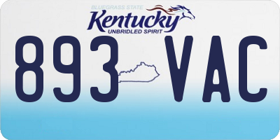 KY license plate 893VAC
