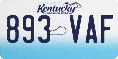 KY license plate 893VAF
