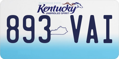KY license plate 893VAI