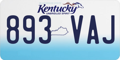 KY license plate 893VAJ