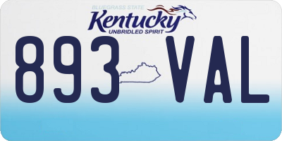 KY license plate 893VAL