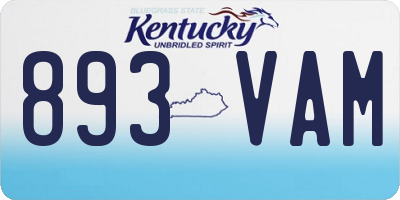 KY license plate 893VAM