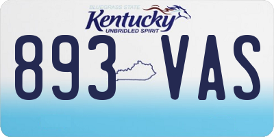 KY license plate 893VAS