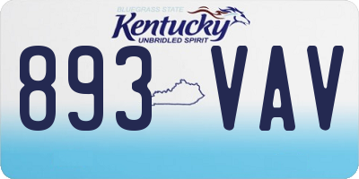 KY license plate 893VAV