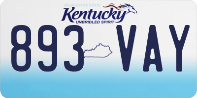 KY license plate 893VAY