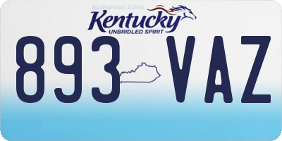 KY license plate 893VAZ