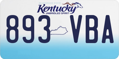 KY license plate 893VBA