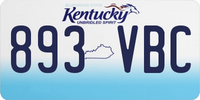 KY license plate 893VBC