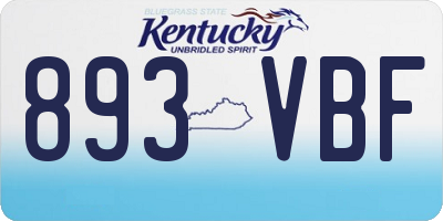 KY license plate 893VBF